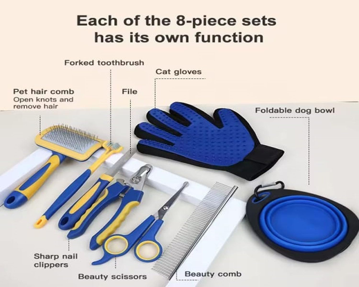Pet Grooming Kit for Dogs Cats 8 in1 Brush Shedding & Deshedding Tools for Long and Short Haired Dogs and Cats Dematting Comb Set - Image 4