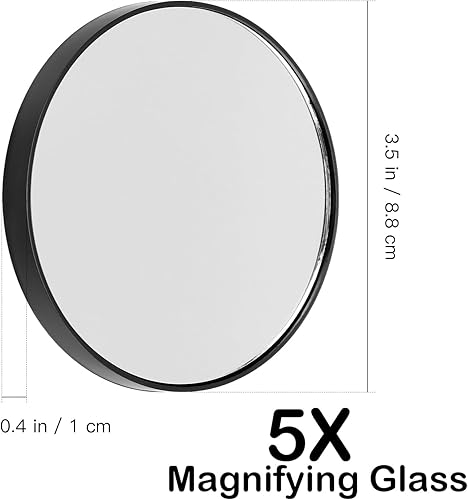 Miniatura 7 de Espejo de maquillaje con aumento 5X, espejo cosmético redondo con 2 ventosas, espejo de aumento de pared para dormitorio, baño, tocador (3.5 in)
