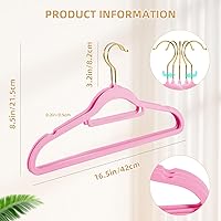Vista 4 de Perchas de terciopelo para ropa, de fieltro, antideslizantes, color rosa rosa, para ahorrar espacio, para dormitorio, perchas resistentes
