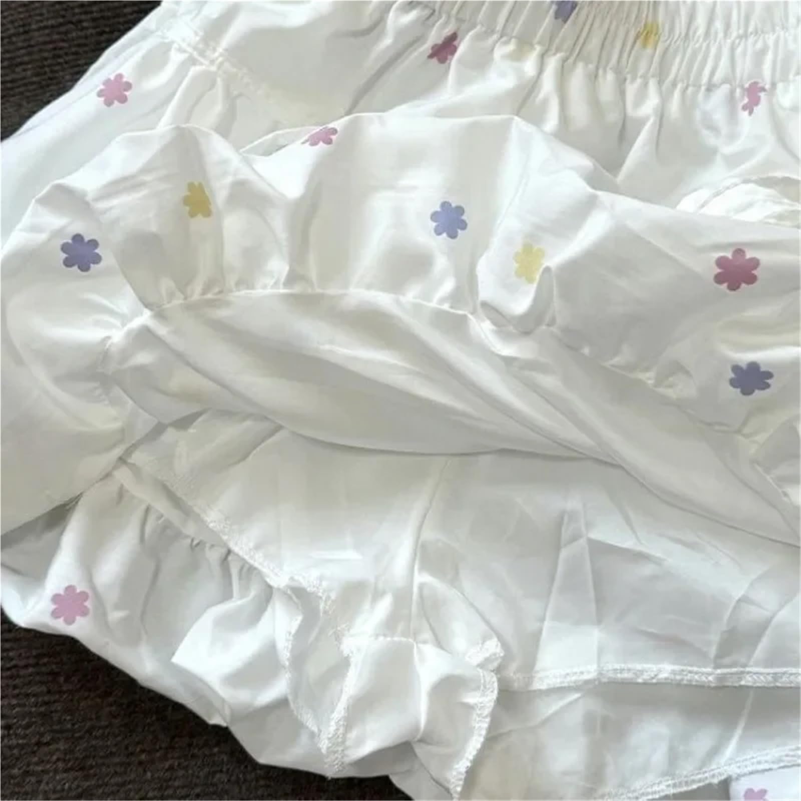 Falda De Burbujas Falda de lazo con estampado dulce for mujer, falda corta verano cintura alta flores y bonitos capullos, ideal for uso diario ropa calle