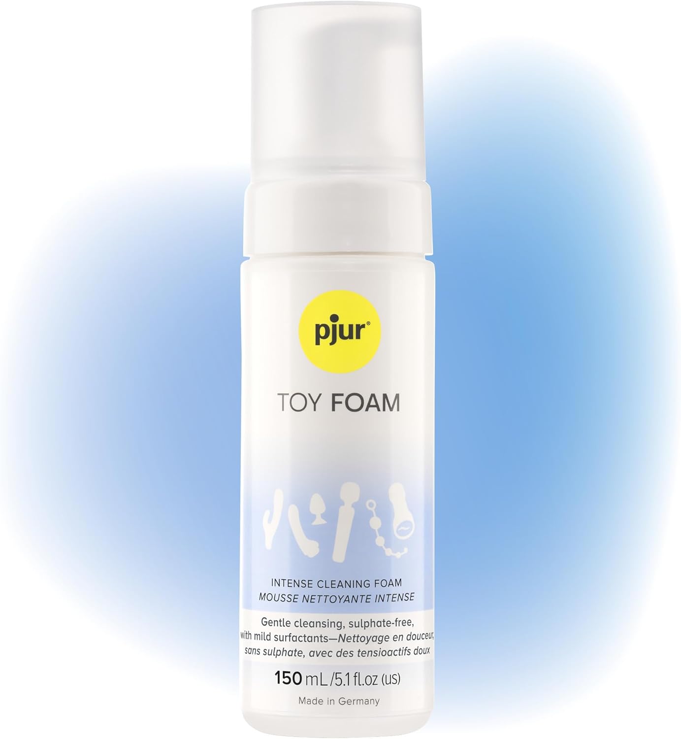 pjur TOY FOAM Alcohol-Free Foaming Toy Cleaner, Gentle Cleansing for Silicone, Latex, Rubber, Glass, Plastic & Metal (5.1 oz / 150 ml)