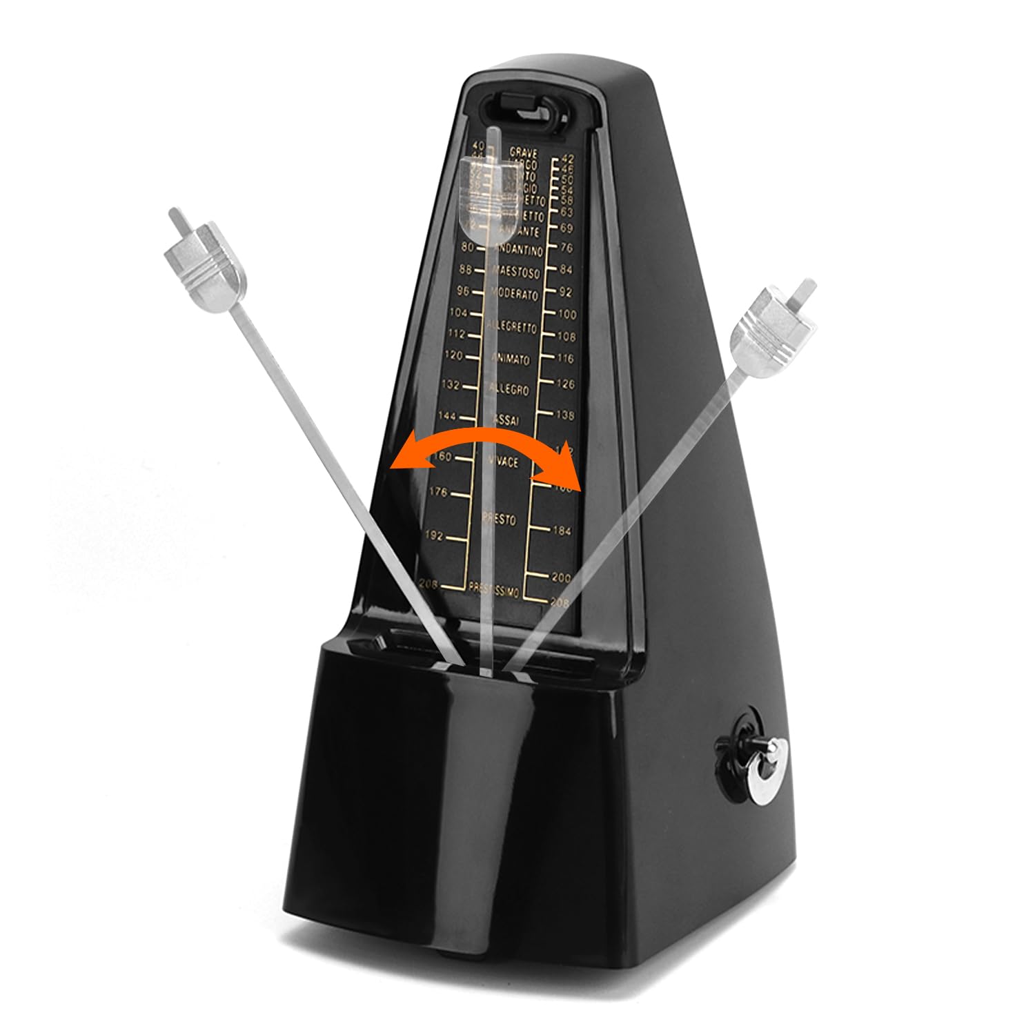 QWORK® Metronomo meccanico con campana, volume, regolazione della velocità, per pianoforte, chitarra elettrica, basso, violino, batteria