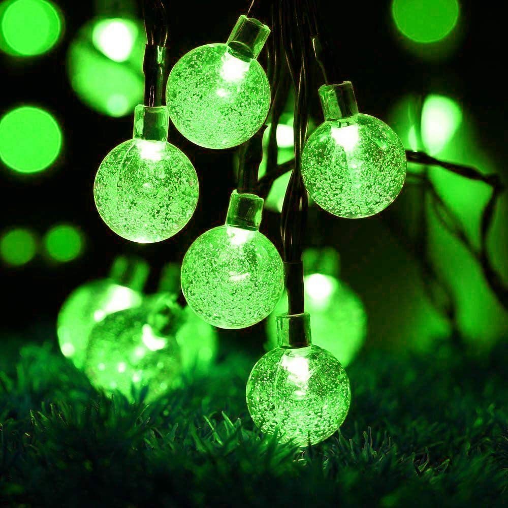 TTY Solar String Lights, 26ft Outdoor Garden Lights Solar/USB Powered, Waterproof 40 LEDs Crystal Ball Decorative Light for Tree, Patio, Yard, Wedding, Party, Indoor/Outdoor (Green)