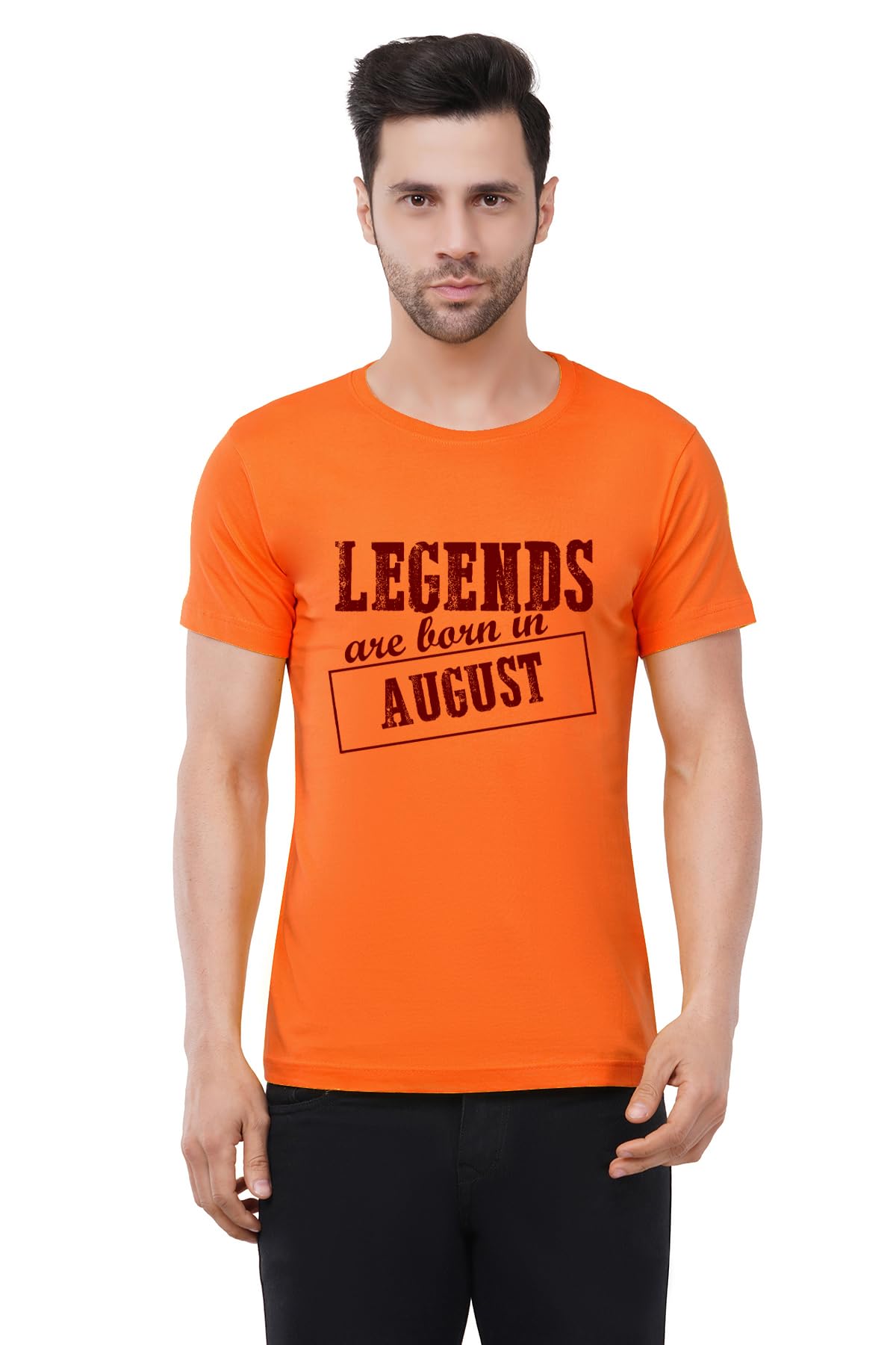 caseria Men's Cotton Printed T-Shirt -Legends are Born in August Pattern | 100% Cotton | Half Sleeves | Regular Fit | Printed | Round Neck | Graphic T Shirt-picture-14