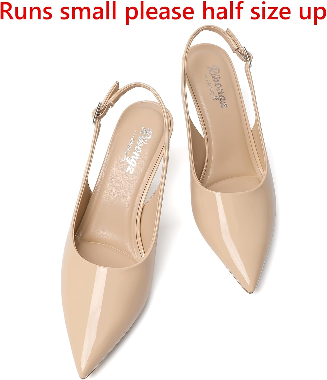 RIBONGZ Slingback Heels for Women Kitten Heels Closed Pointed Toe Ankle Strap Low Heeled Sexy Pumps Wedding Bride Guest Party Evening Prom Formal Herls Dressy Shoes - Image 7