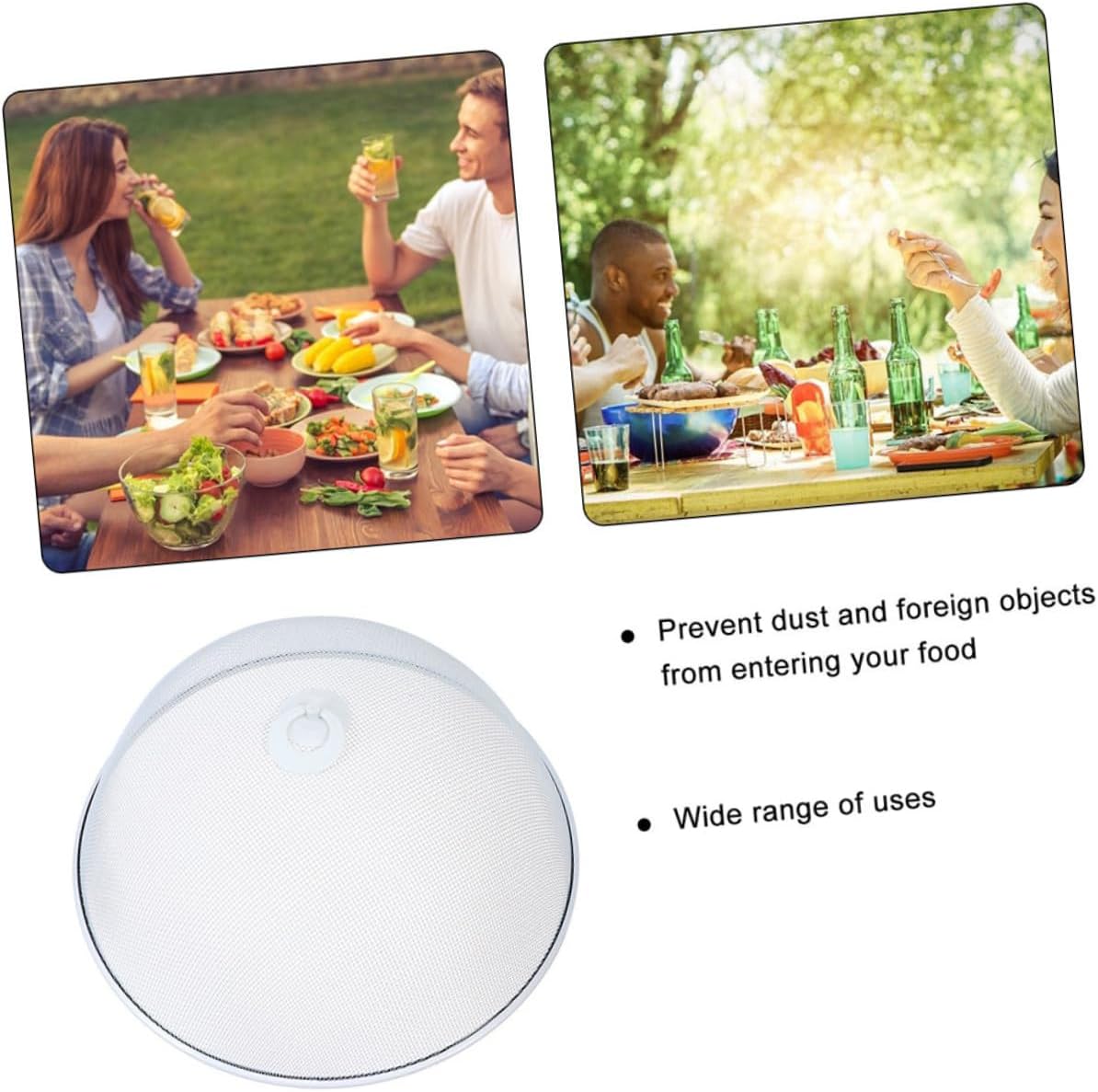 2pcs 35cm Diameter White Iron Food Protective Covers Food Tent Fresh-keeping Mesh for Home Dining Table