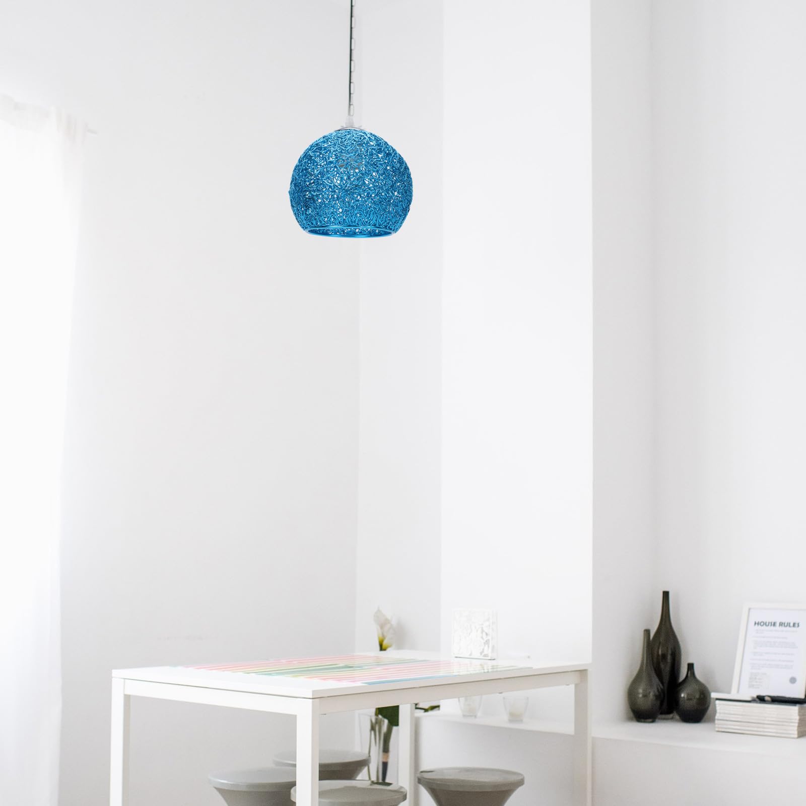 Lampada a Sospensione da Soffitto Blu in Ferro Stile Moderno