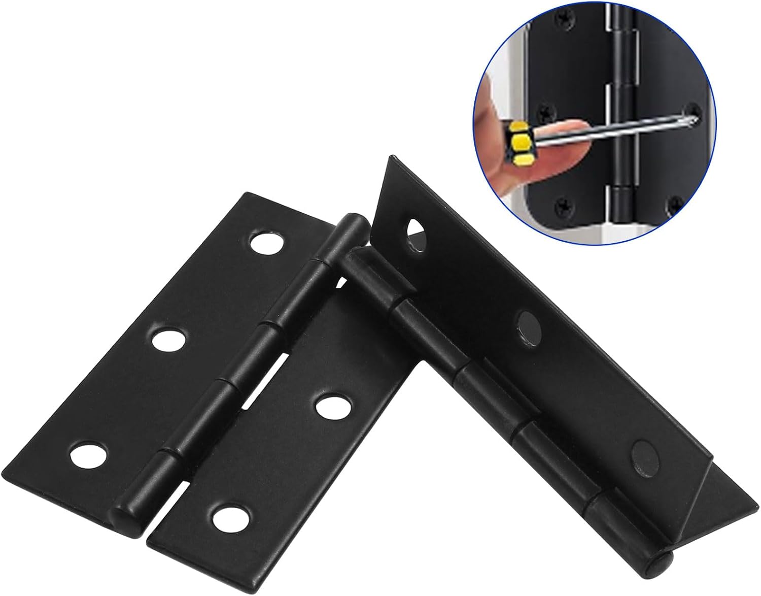 12Pcs Black Door Hinges, 2.5 Inch Small Cabinet Hinges Metal Folding Butt Hinge with Mounting Screws, Window Hinges for Wooden Box, Jewelry Box, Bedroom Door, Cabinet Door thumbnail