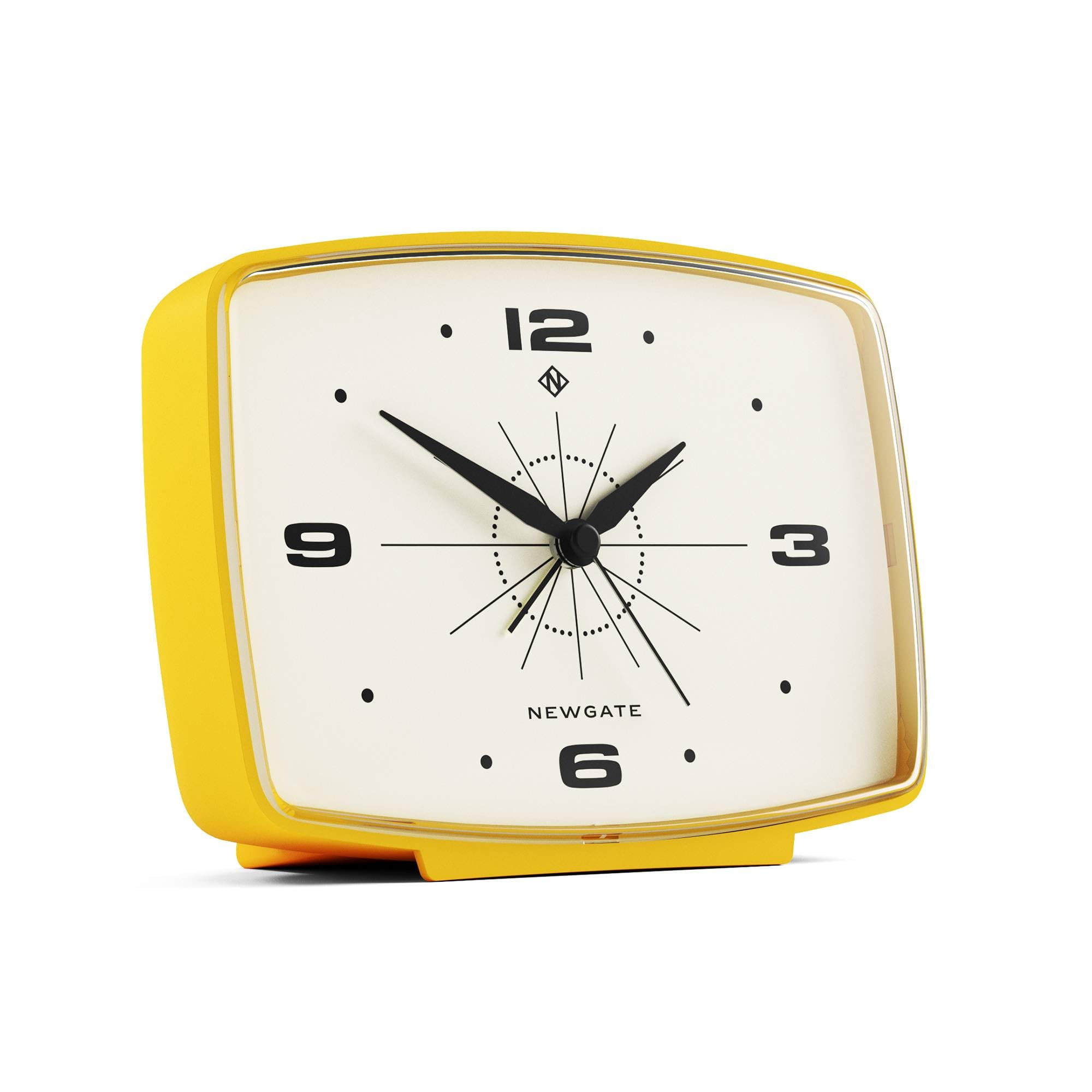 Newgate Citrus Yellow Newgate® Brooklyn Alarm Clock | Rectangular Retro Design | | Ideal For Bedside, Desk, Shelf & Mantel | Mid-Century Retro Bedroom & Office Accessory