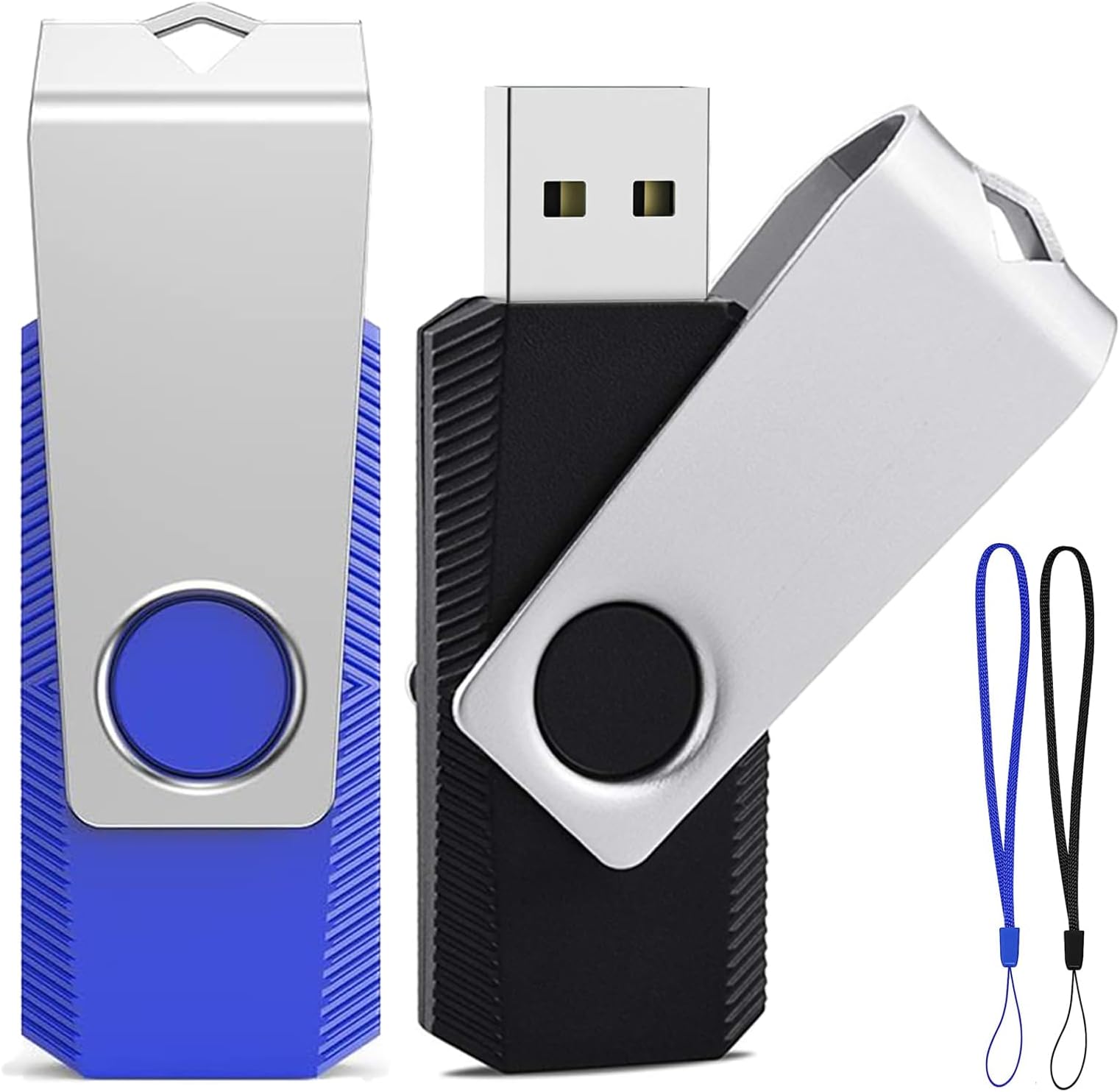 2 Pen Drive USB 32GB In Metallo - Chiavette USB 2.0 Con LED Per Dati, Music, Foto (Nero E Blu)