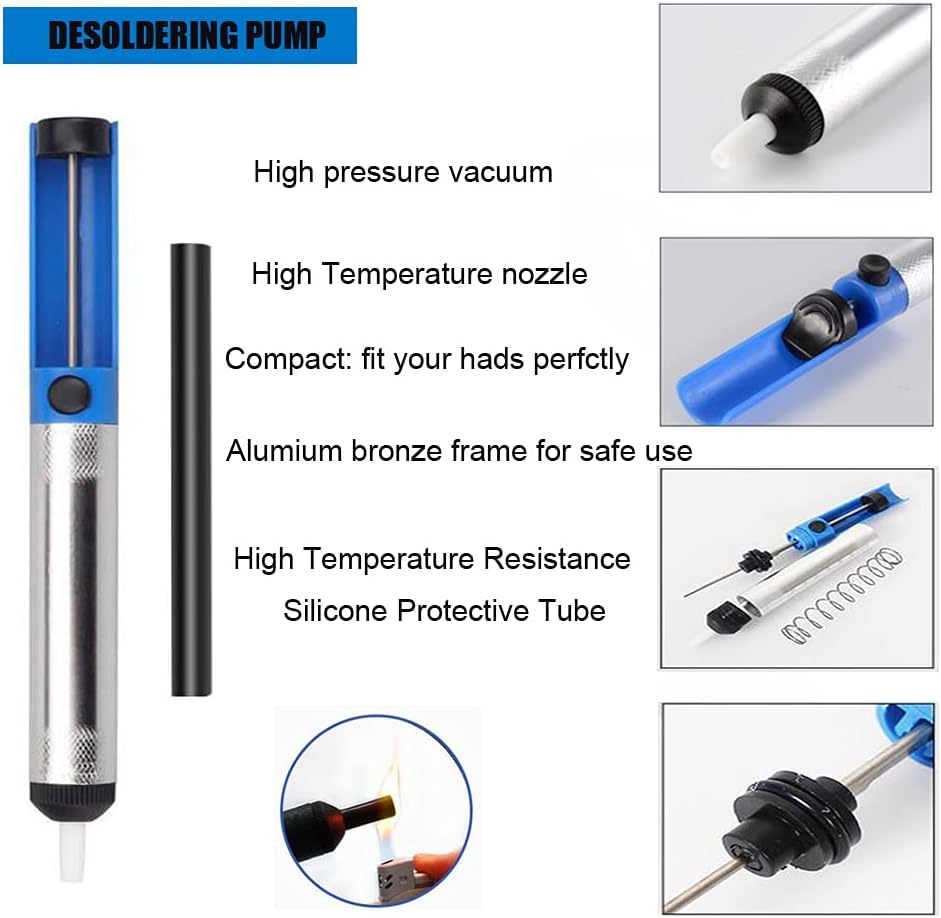 MOGAOPI Desoldering Pump Solder Sucker, Desoldering Wick, Solder Wick (2.5mm Width, 1.5m Length) Solder Braid, Desoldering Vacuum Pump Solder Removal Tool Kit - - 