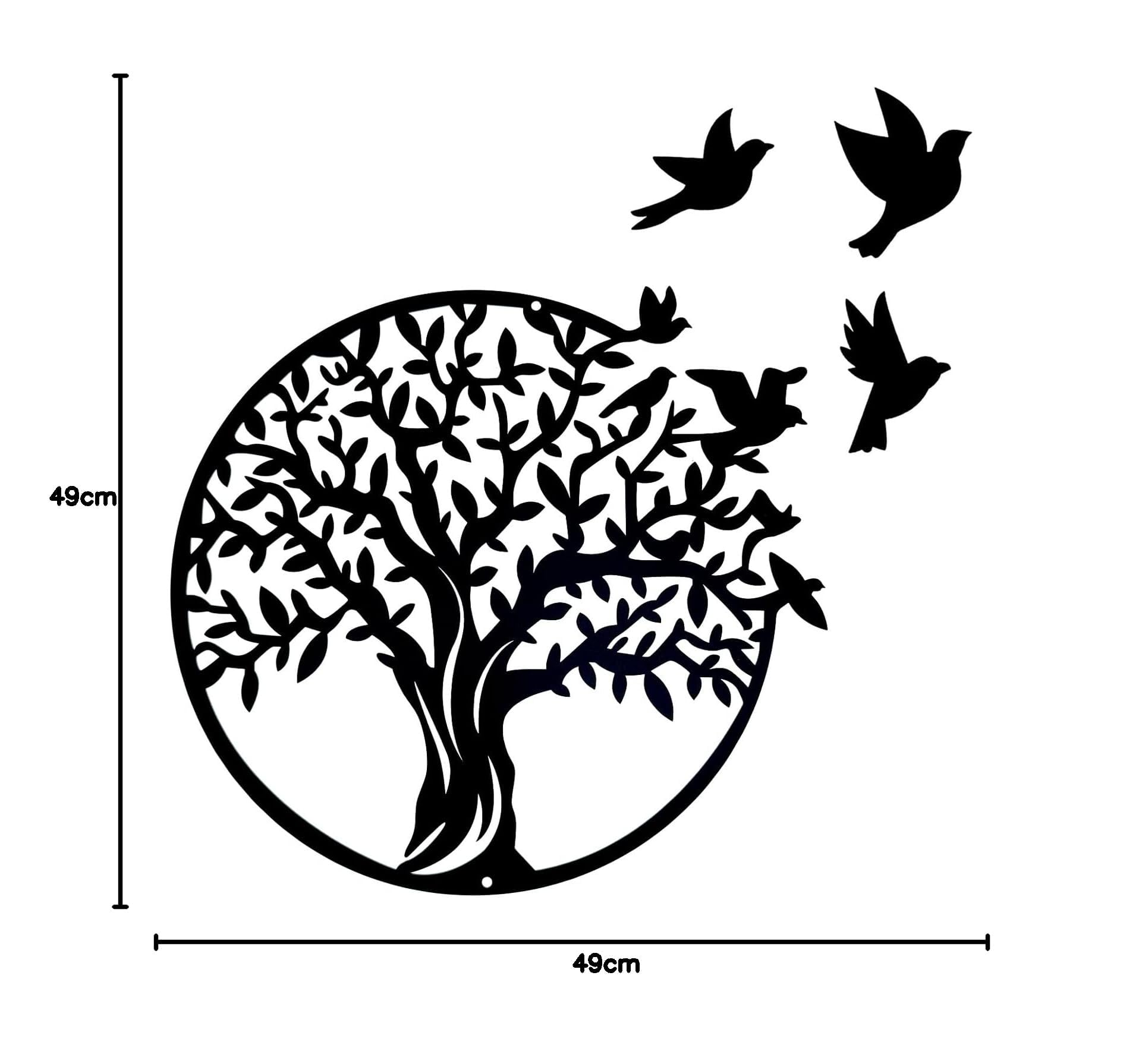 Pduoduo Tree Life Décoration murale en métal Arbre de vie à suspendre pour intérieur ou extérieur, jardin, maison, chambre à coucher, salon (49 cm)