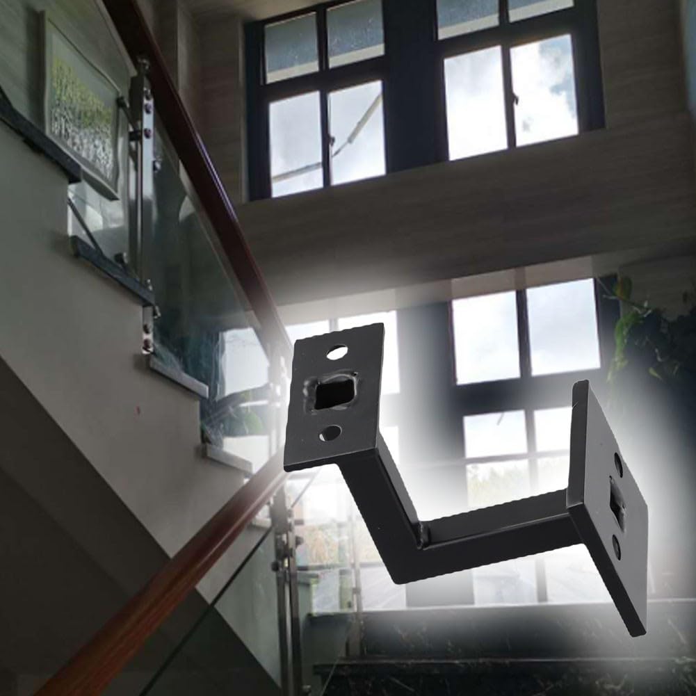 Set di 4 staffe da parete in acciaio inox 304 per scale, finitura nera, facile installazione, resistenti alla ruggine.