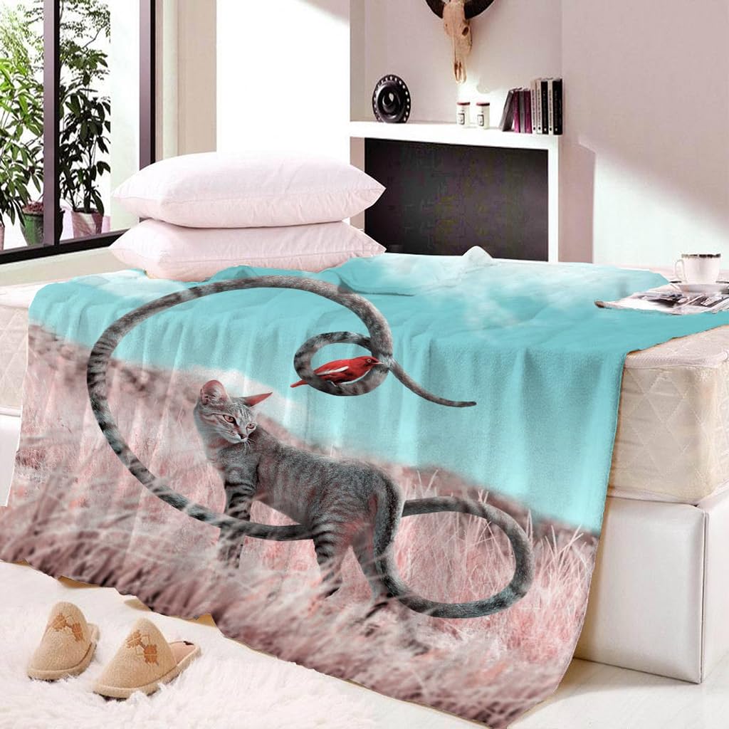 EMYXPAQM Couverture en Flanelle Motif Anatolien Plaid De Canapé Chat Ours Brun Martin Douce Et Moelleuse Flanelle Cadeau Unique pour Garçon Et Enfant 60x80inch(150x200cm