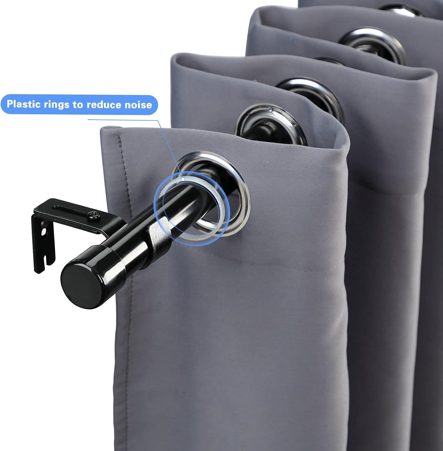 Curtain Rods for Windows 30 to 62 Inch, 1 Inch Black Curtain Rod Set, Stainless Steel Heavy Duty Drapery Rods with Adjustable Brackets for Room Divider, Bedroom, Living room, Kitchen, Bathroom, Black : Home & Kitchen