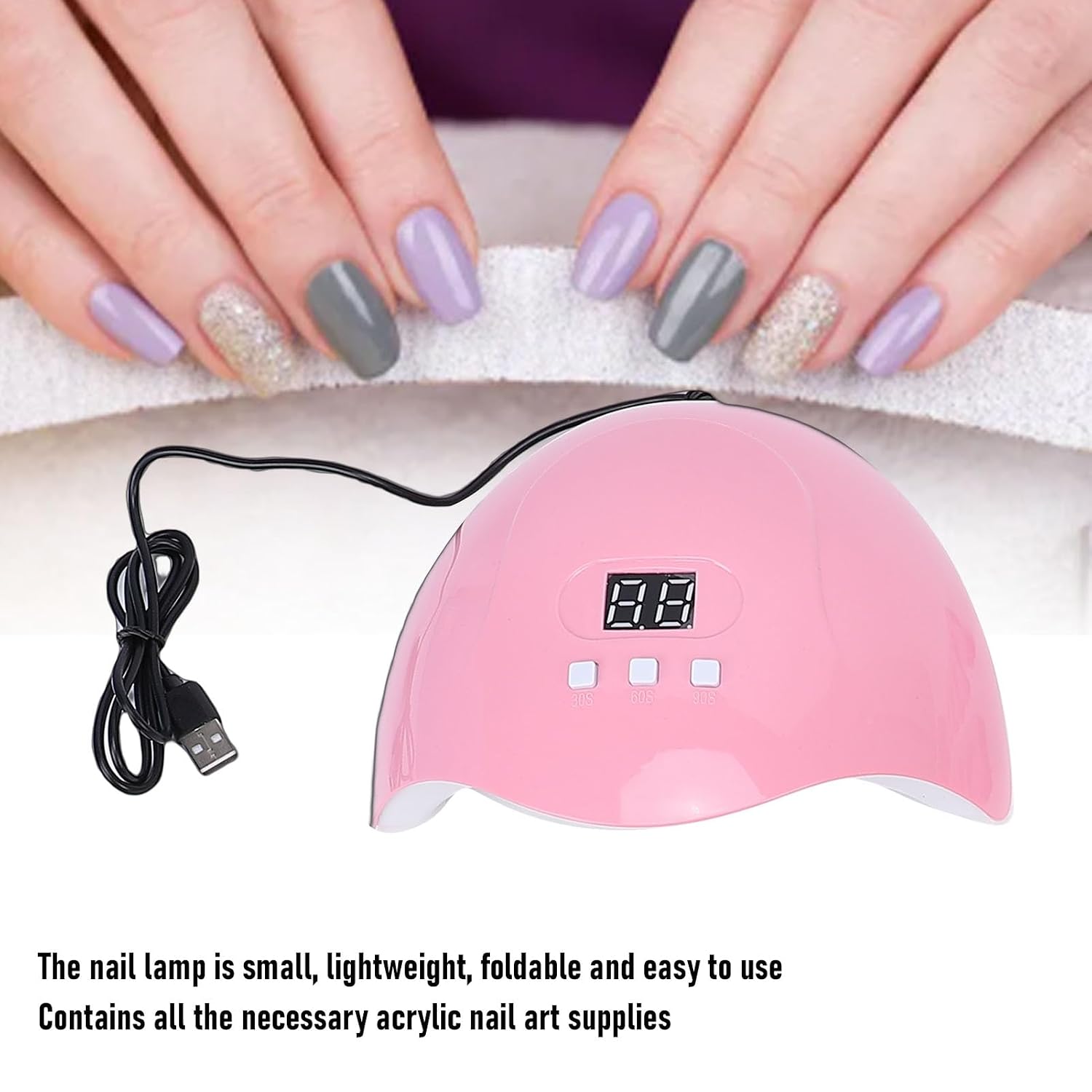 ZJchao Electric Drill Manicure Dryer Lamp, Nail Art Kit Manicure Set for Women Nail Prep Kit Acrylic Manicure Set with Brushes Drill Bits Curing Lamp for Beginners DIY Salon Style Nails at Home