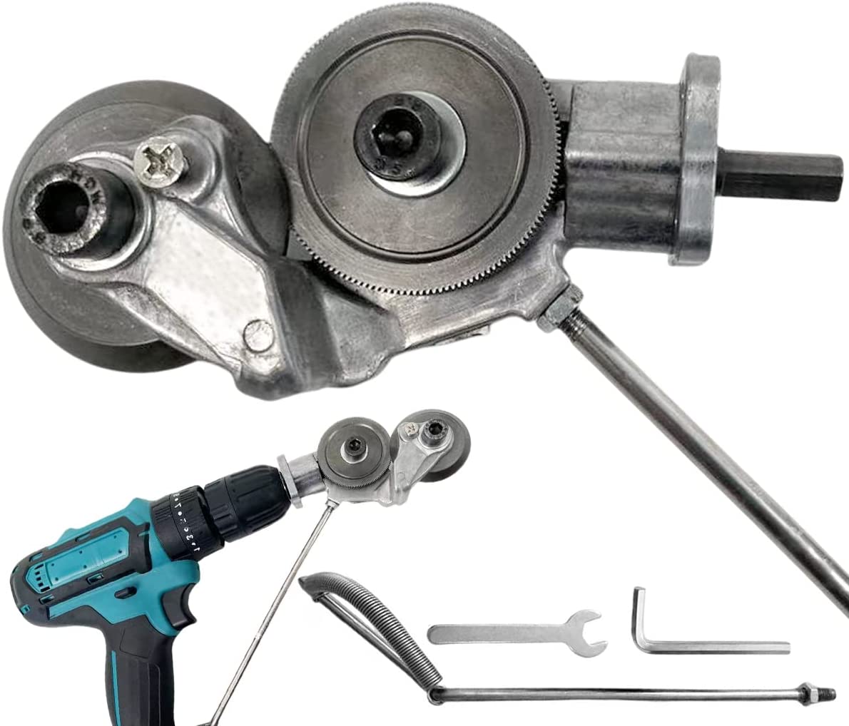 VENEKETY New Electric Drill Plate Cutter Attachment Drill Attachment Metal Cutter Sheet Metal Cutter Drill Attachment Double Headed Sheet Metal Nibbler Cutter