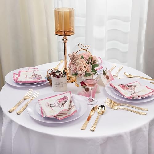 Miniatura 9 de Hioasis 200 platos de plástico blanco  10.25 pulgadas y 7.5 pulgadas, platos llanos desechables blancos, platos llanos de plástico, elegantes y