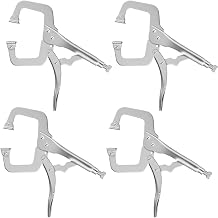 4 Pack 11 Inch Heavy Duty Locking C Clamp Pliers with Swivel Pads, Versatile Vice Grip Welding Clamps for Woodworking and Welding