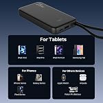 JUOVI 25W Portable Charger, 10000mah Power Bank Fast Charging with Built-in USB-C Cable, Battery Pack with LED Display, Portable Phone Charger for iPhone 17 16 15 14 Samsung S24 S23 iPad Tablets