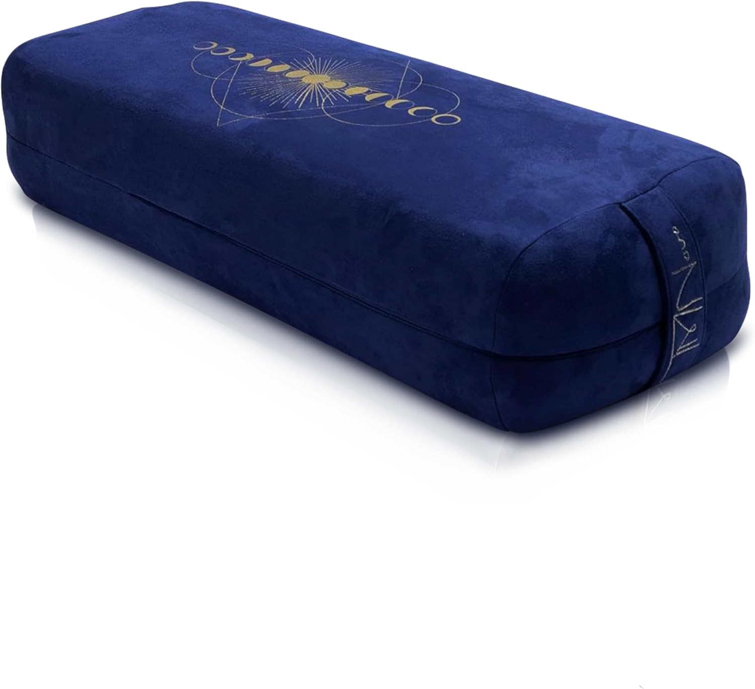 Yoga Bolster Pillow (Navy Suede With Gold Moon Phases)