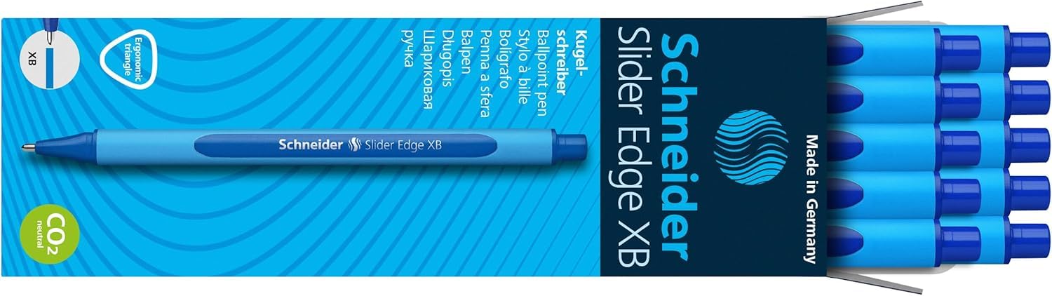 Schneider 152203 Slider Edge (Pointe extra large (XB)) Lot de 10 Stylos, Encre bleu
