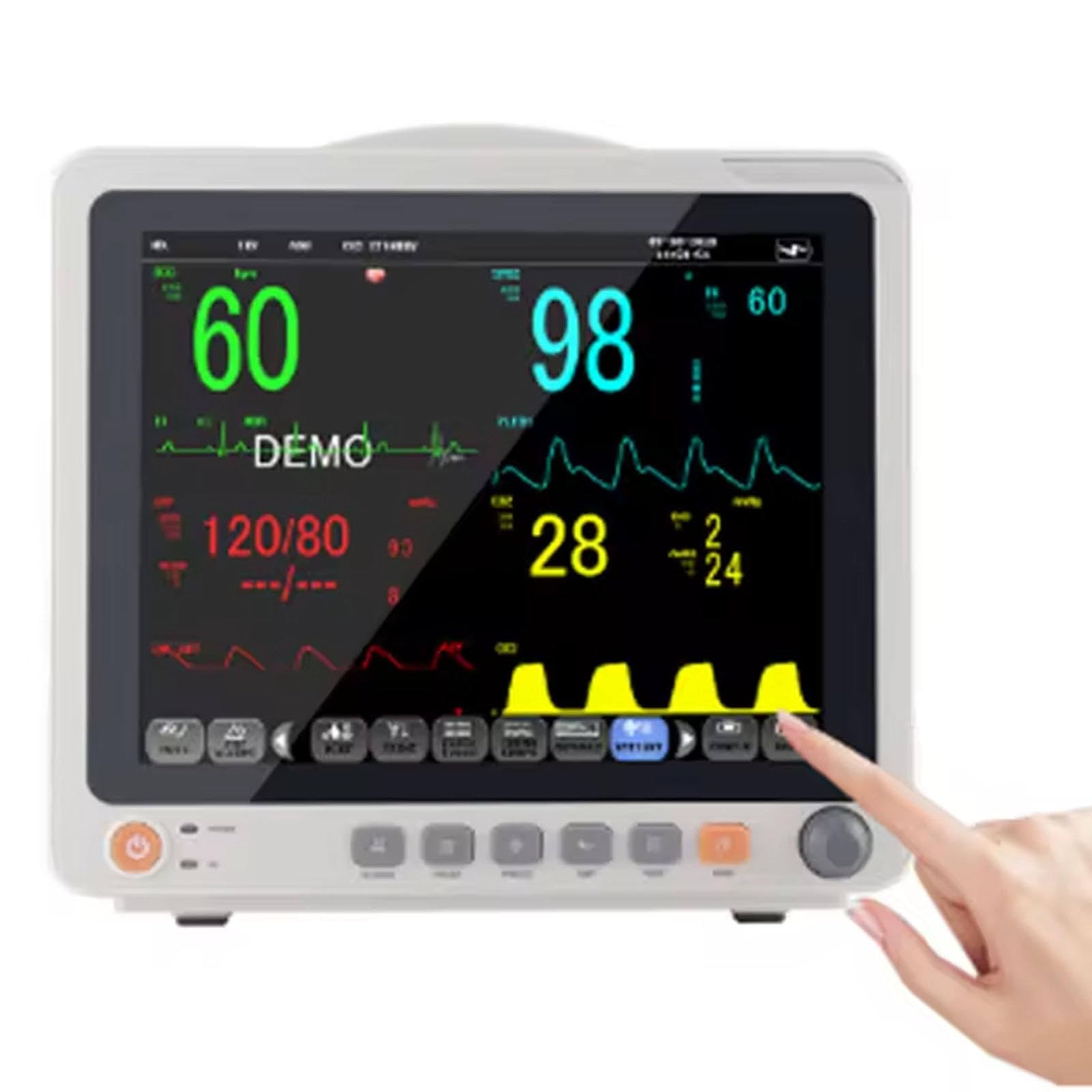 Boluduknn Multicolor Vital Signs Machine,Multiparameter Patient Monitor,Professional 5 Lead Ecg Monitors,12" Large Touchscreen,Respiration Blood Oxygen Blood Pressure Ecg Monitoring