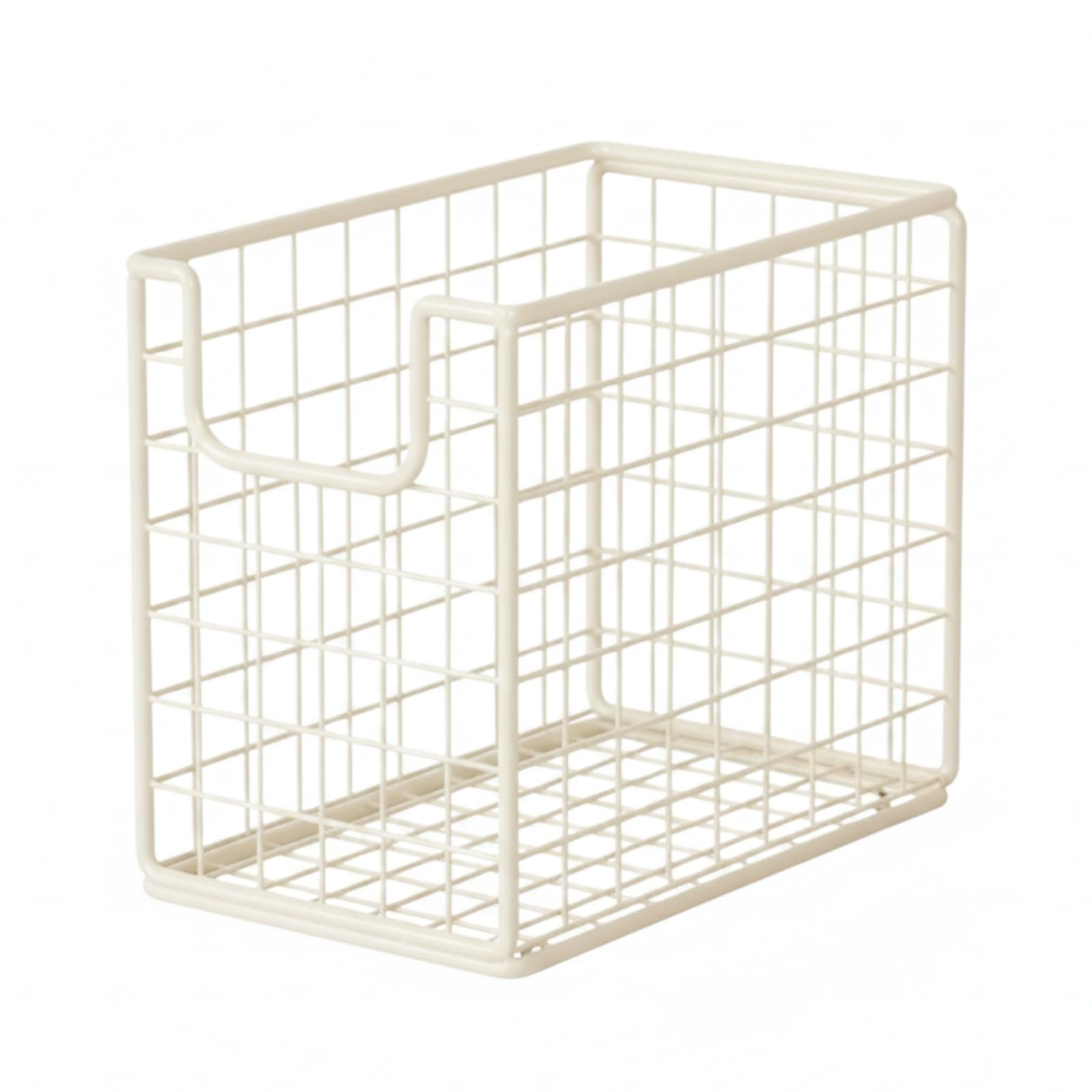 kowaku Carrello Portaverdure da Cucina Carrello Scaffale Organizer Cestino in Rete con Design Rettangolare Apertura Superiore Fondo Piatto Pareti a Griglia, Bianco, Senza Ruote