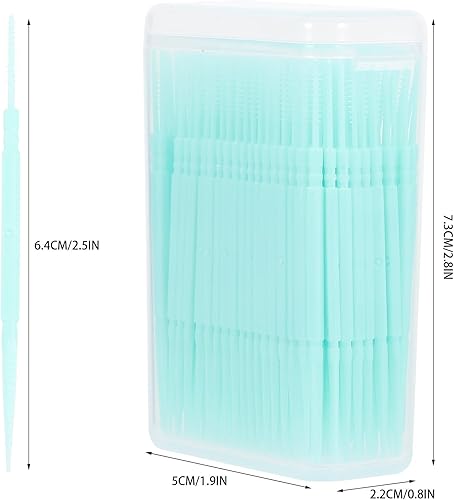 Miniatura 6 de Exceart 200 palillos dentales de plástico de doble cabeza para palillos dentales, palillos interdentales, cepillos interdentales, limpiadores de
