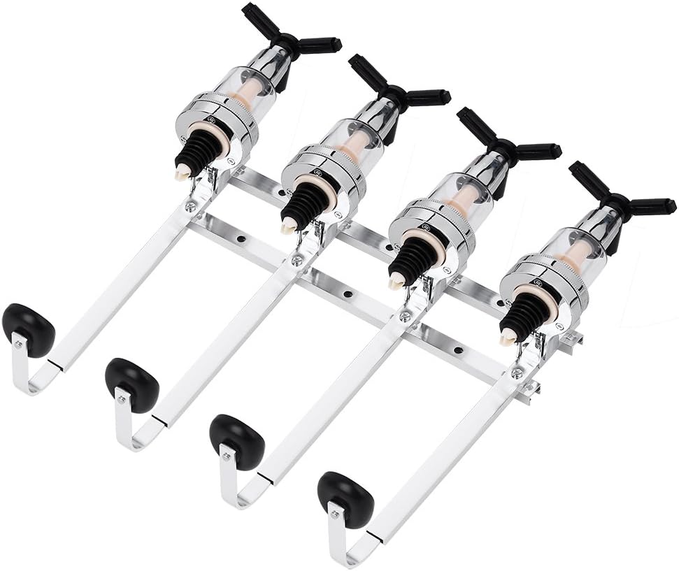 4 Bottle Wall Mounted Liquor Dispenser, Professional Alcohol Bar Dispenser Station for Liquor Drinks Revolving Nozzle Drinkware Set Fit Wine Cocktail Alcohol Drink Beverage Juice