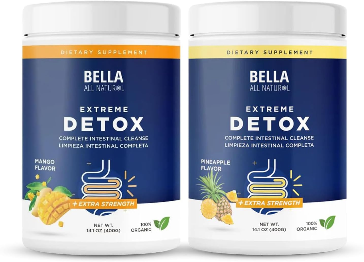 Bella All Natural Extreme Detox Powder Pineapple & Mango for Wellness & Hydration Support Smooth, Light Flavor to Support a Balanced Lifestyle