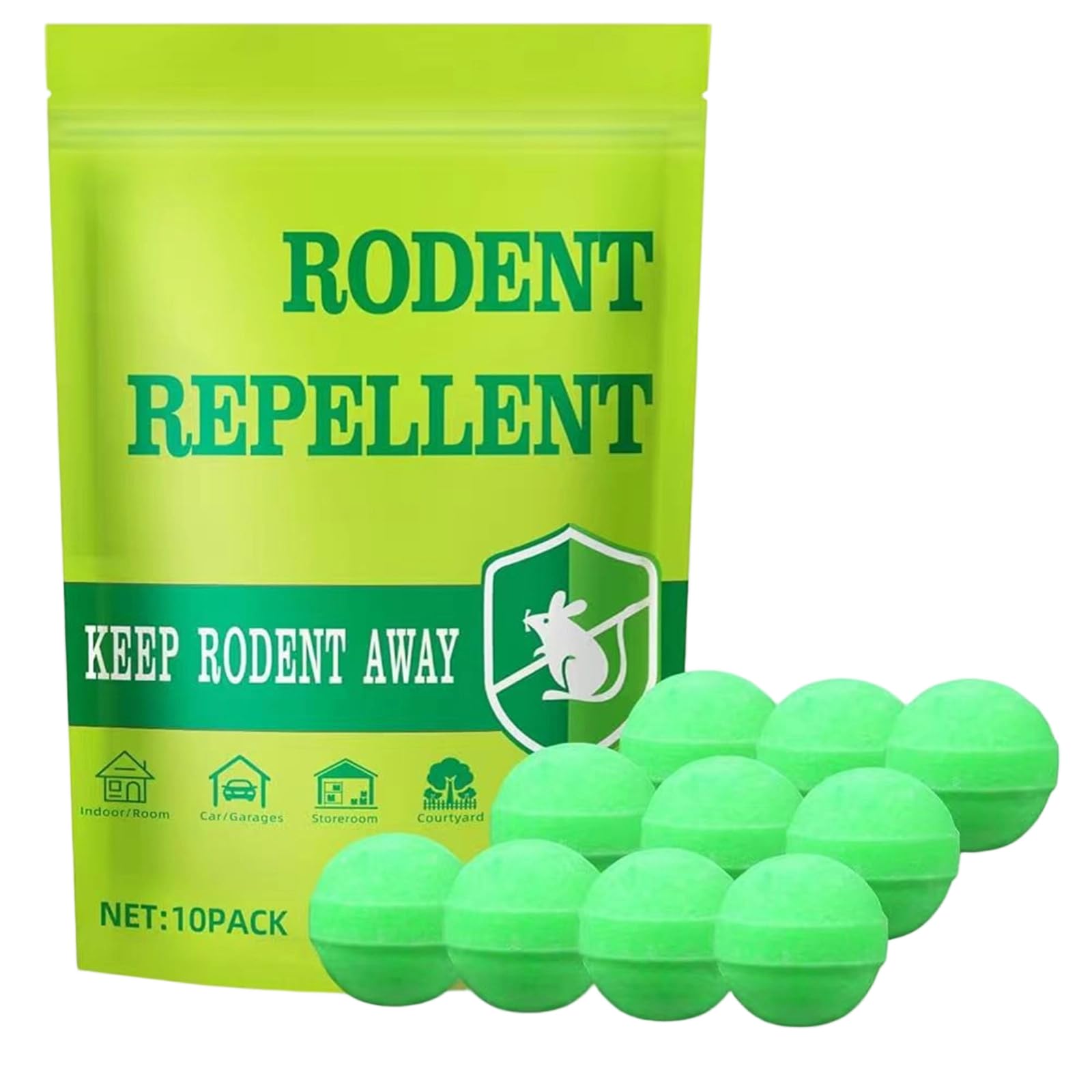 10 Pack Natural Peppermint Oil Rodent Repellent Granules, Long Lasting Mouse Rat Deterrent Balls, Safe Non-Toxic Pest Repeller for Garage Basement Kitchen Indoor Outdoor Use