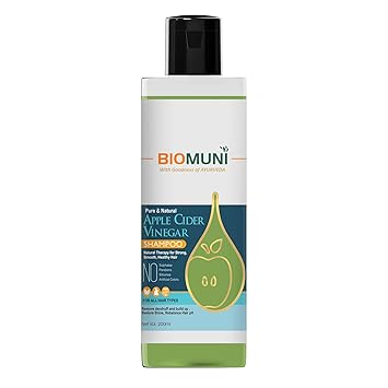 BIOMUNI Pure and Natural Apple Cider Vinegar Shampoo For Shiny And Smooth Hair For All Hair Types, Sulphates And Parabens Free With Ayurvedic and Natural Ingredients (200 Ml)