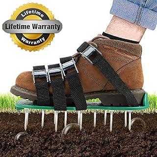 TONBUX Lawn Aerator Shoes 4 Adjustable Straps Heavy Duty Spiked Sandals Shoes