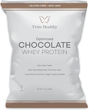 Trim Healthy Optimized Chocolate Whey Protein Powder, Gluten-Free, Non-GMO, 16 oz