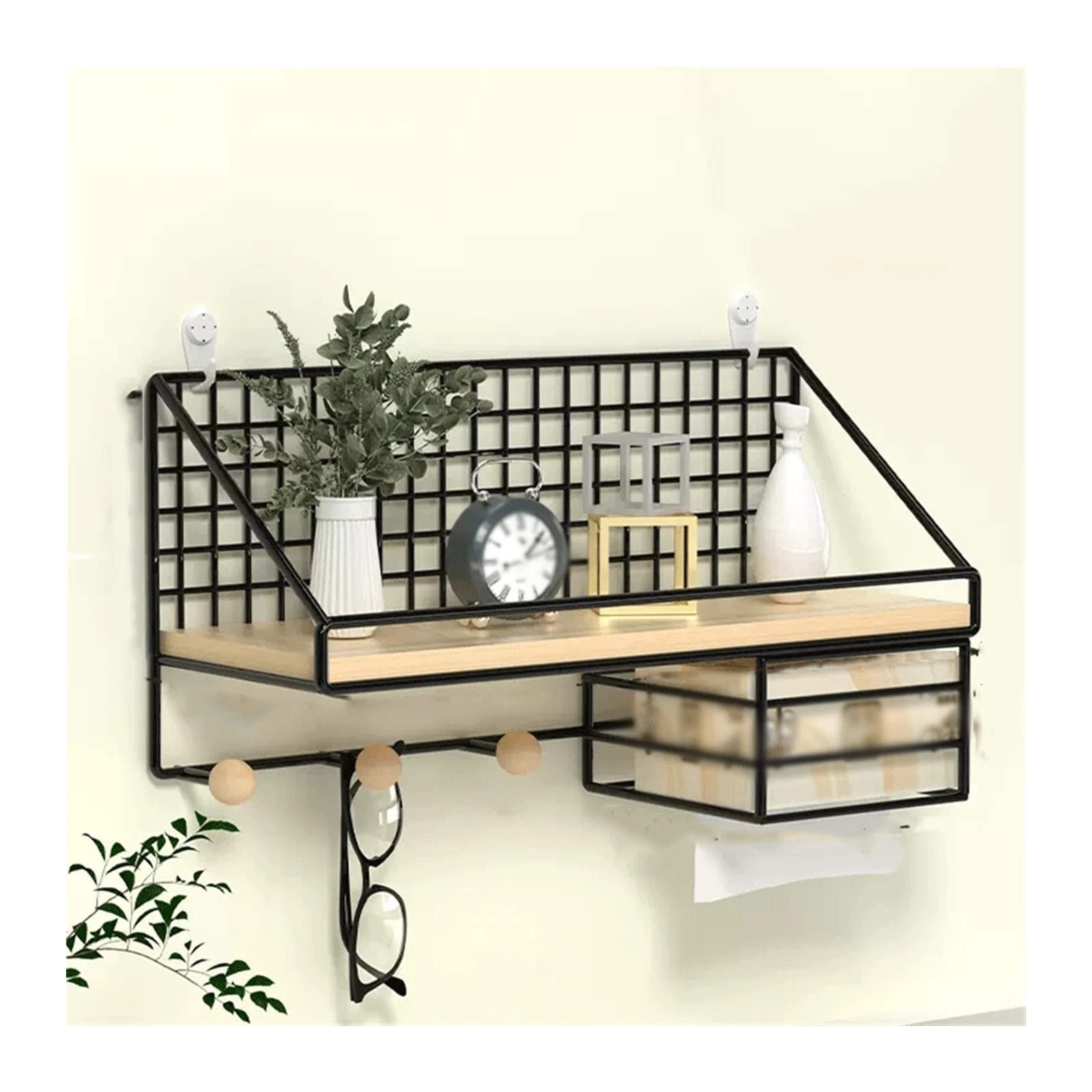Ripiano per doccia Rack di stoccaggio WC for articoli da toeletta in metallo monostrato Organizer(Nero,M)