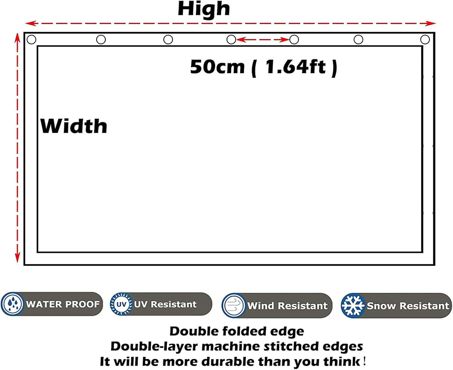 Clear Plastic Tarps Outdoor Curtain Heavy Duty Waterproof Tarpaulin Tear Resistance Windproof for Roof, Camping, Deck, Porch, Patio, Garden
