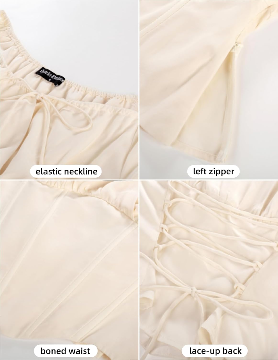 SCARLET DARKNESS Corset Tops for Women Elastic Neckline Renaissance Shirt Peasant Blouse - Image 5