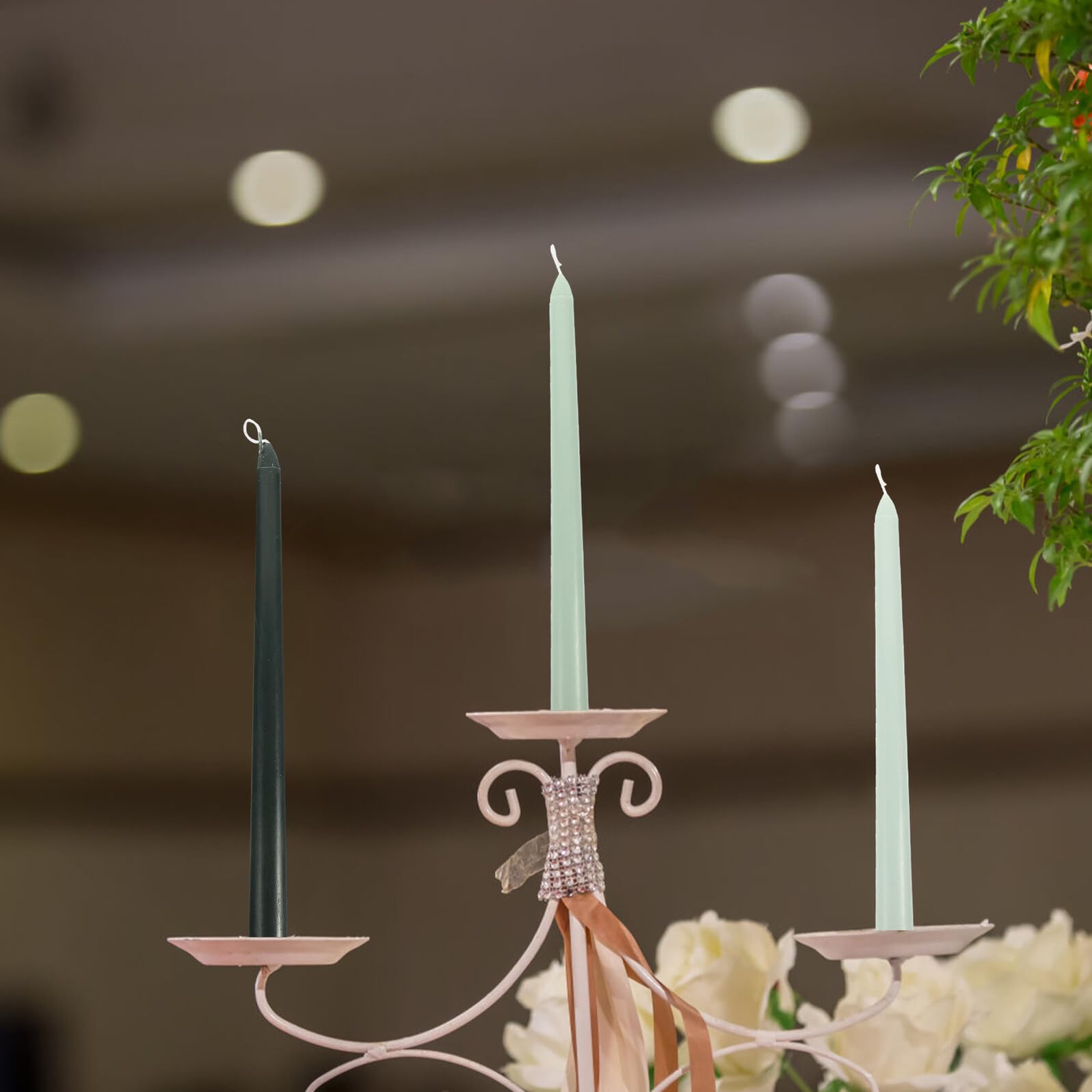 Abaodam 4 Pezzi Candele Profumate Stelo in Paraffina Verde senza Fumo Decorazione Romantica per Cena e Matrimonio