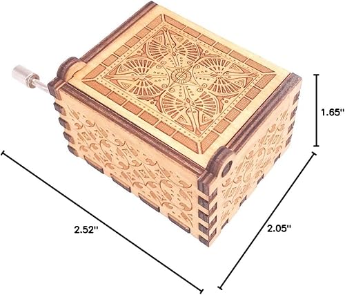 Miniatura 49 de Caja de música de manivela con tema de la película Lalaland, Caja musical de madera tallada, con tema central de la película Marrón