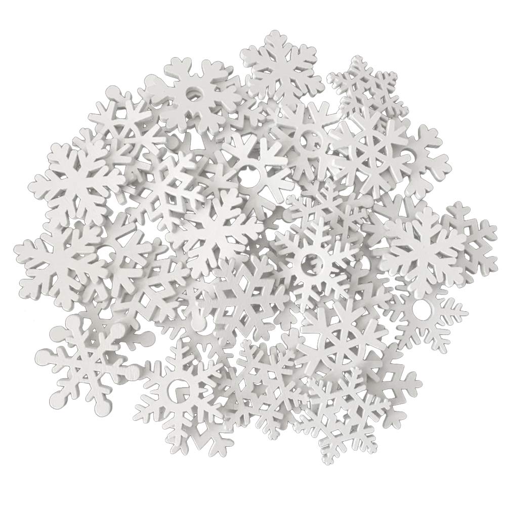 PartyKindom 100 De Nieve De Madera Adornos Colgantes Artesanales Para Navidad (blancos)
