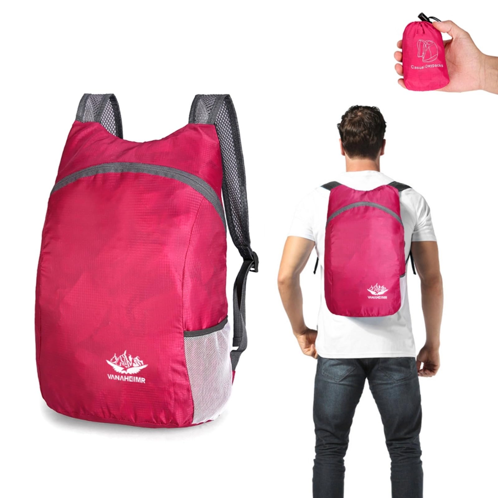 Crgangzy Unisex Lake Blue Lightweight Backpack Foldable Outdoor Travel Waterproof Daypack Sports Travel Camping Hiking Pack For Men Women