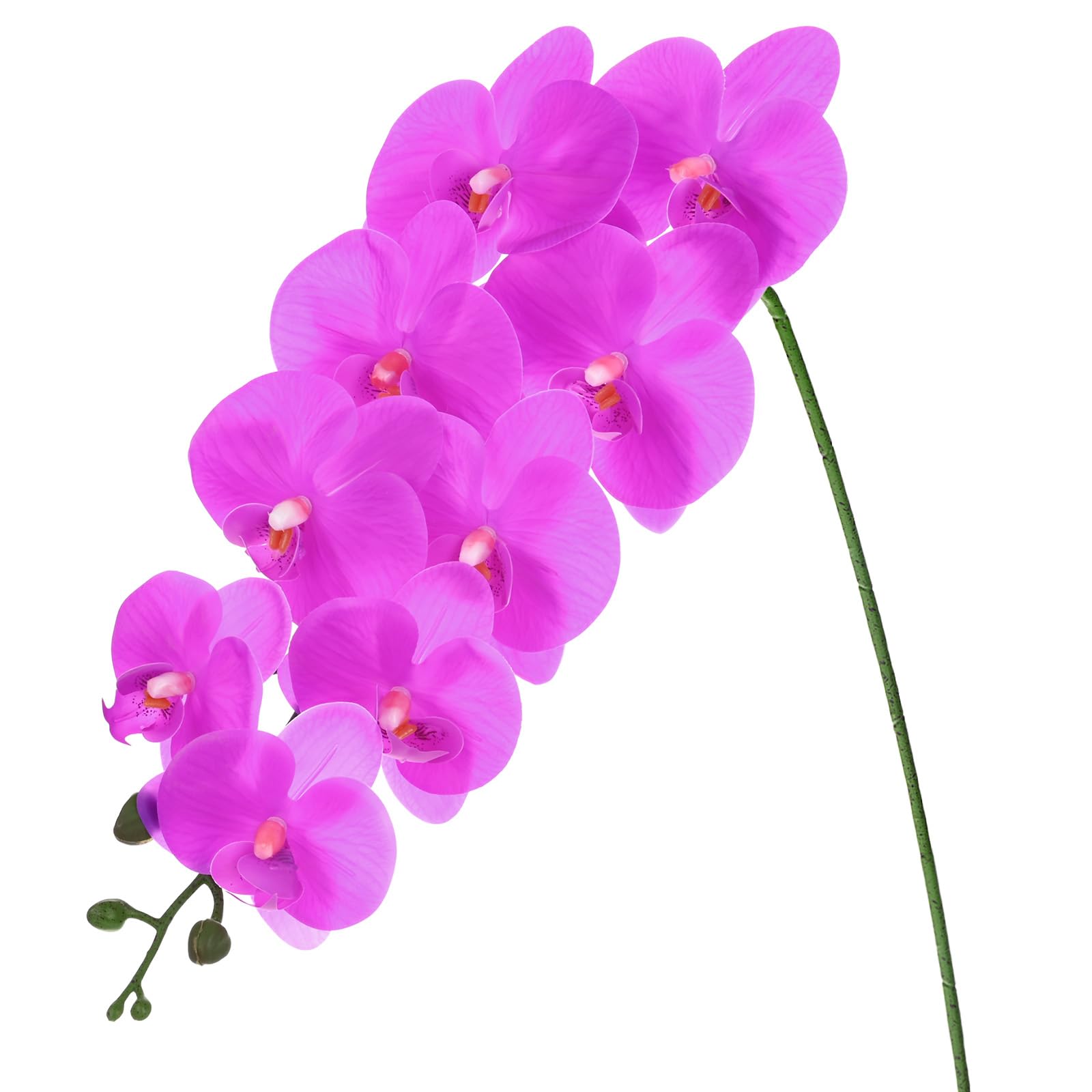 M METERXITY 1-Pack Artificial Orchid Flowers 9 Large Petals 37 Inch Faux Phalaenopsis Silk Bouquets Real Touch Dark Purple Fake Orchids for Home/Wedding/Christmas/Party/Garden Office