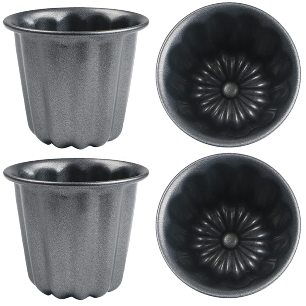 Cabilock 4 Piezas Molde para Hornear De Encaje Moldes Tazas para Hornear Pasteles Taza para Hornear Muffins Tazas De Metal para Hornear Cacerola Canele Galleta Acero Carbono Pastelería