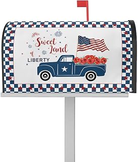Mailbox Cover Magnetic Firework Flower Farm Truck Mailbox Covers Standard Size 21x18in,Mailbox Covers Wrap Post Letter Box Cover for Garden Yard Outdoor Decor USA Flag Star Lattice