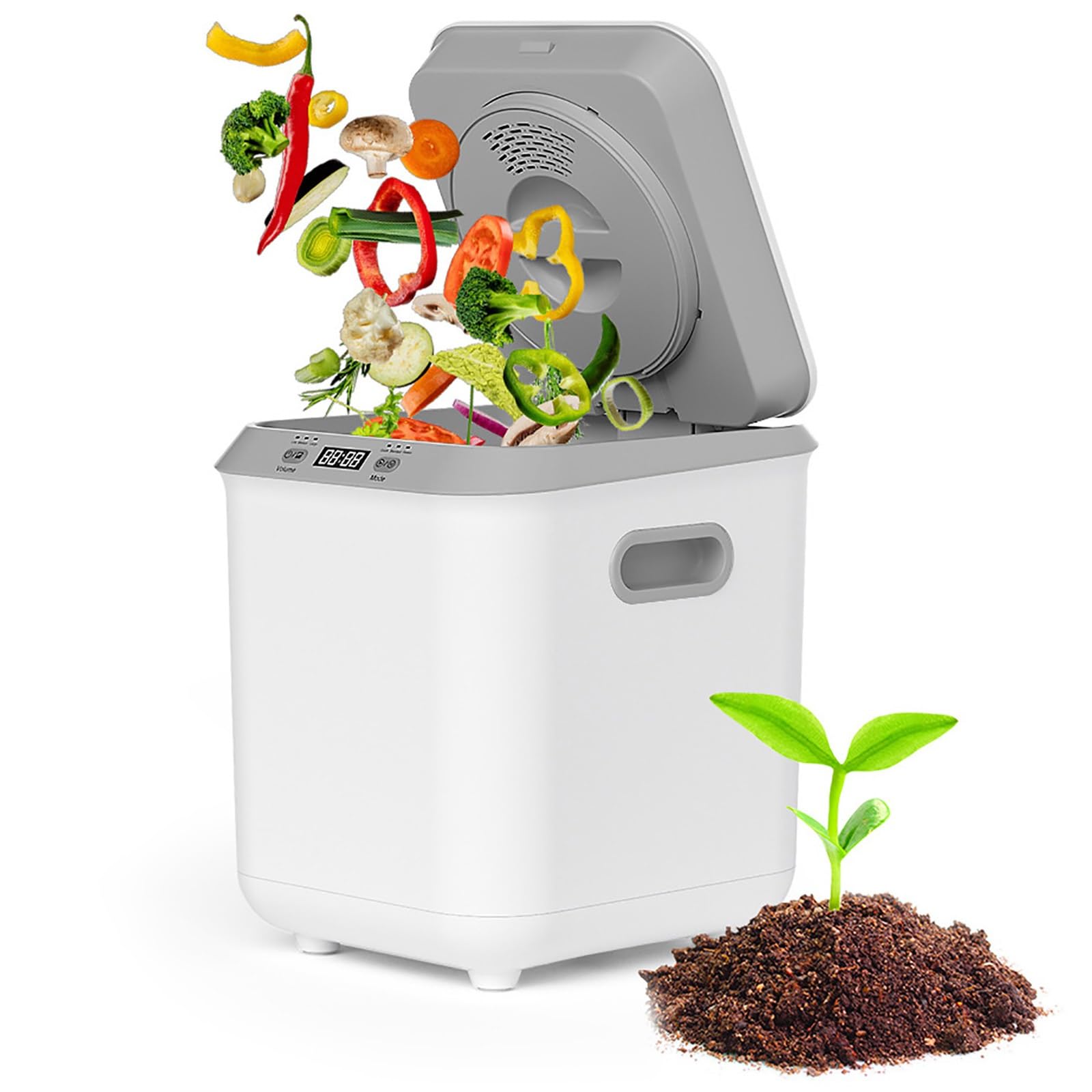 Compostador eléctrico Inteligente de 3.3 L, Funcionamiento con un Solo Toque, descomposición rápida en 4-8 Horas, Pantalla LED y Cuchilla de molienda 3D.