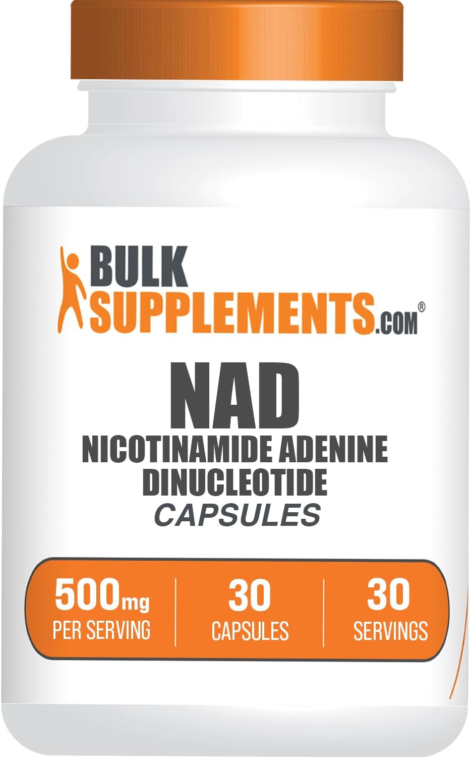 BulkSupplements.com NAD Capsules - Nicotinamide Adenine Dinucleotide, NAD Supplement 500mg - for Energy Support, Pure & Gluten Free, 1 Capsule per Serving, 30 Capsules (Pack of 1)