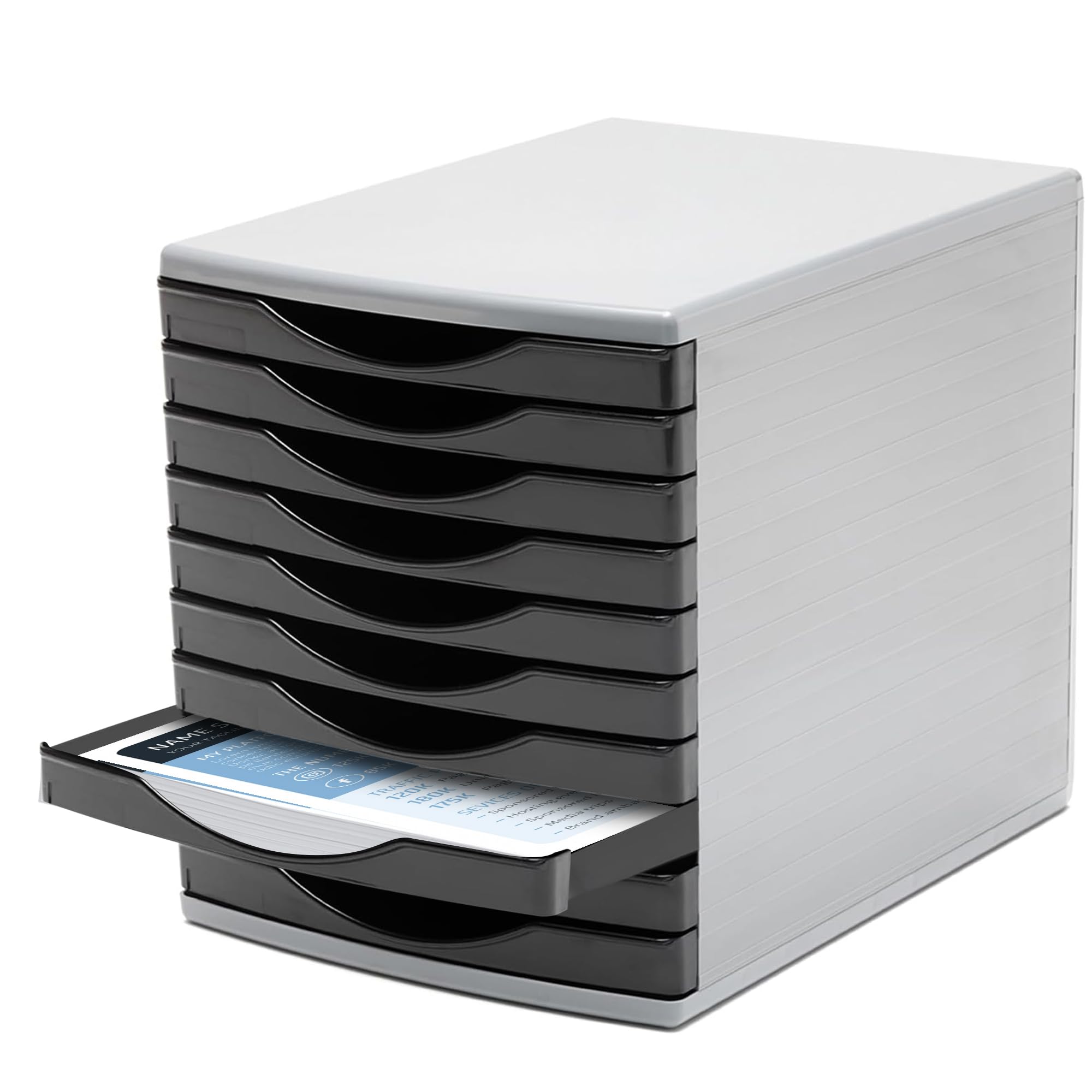 Deflecto Classic Black Desk Drawer Set featuring 10 x 30mm Drawers - A4 Storage