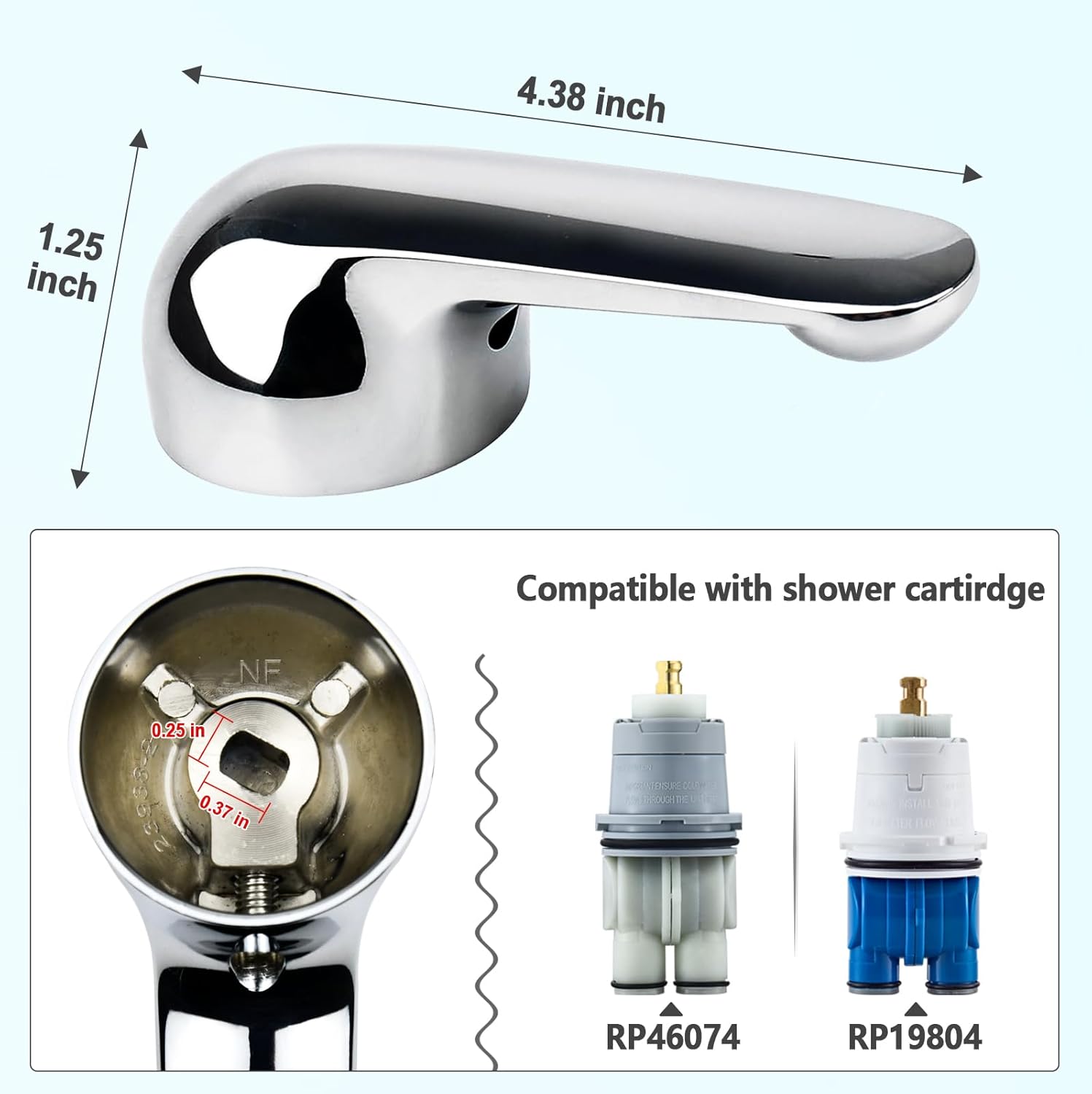 H79 Handle Replacement for Delta 13/14 & 1300/1400 Series Single Function Handle Bathtub & Shower Faucet, Metal Lever Single Handle, Chrome