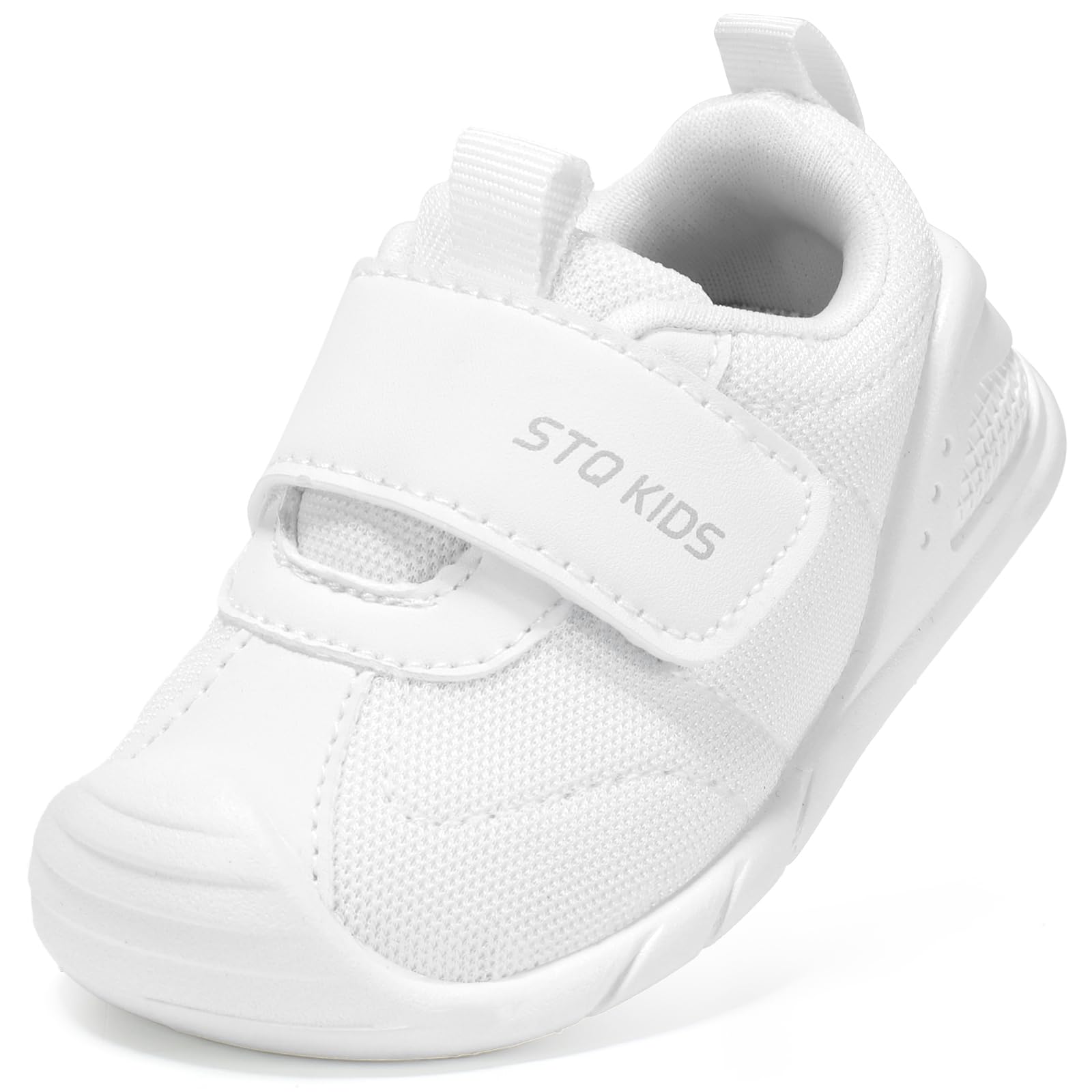 STQ KIDS Baby Shoes Wide Toe Box Ankle Support First Walker Toddler Sneaker | Newborn Babies Boy Girl, Barefoot, Non-Slip Sole, Breathable Mesh, Chubby Feet, Infant 6 9 12 18 24 Months Indoor Outdoor 12-18 Months Wide Toddler Cloud White